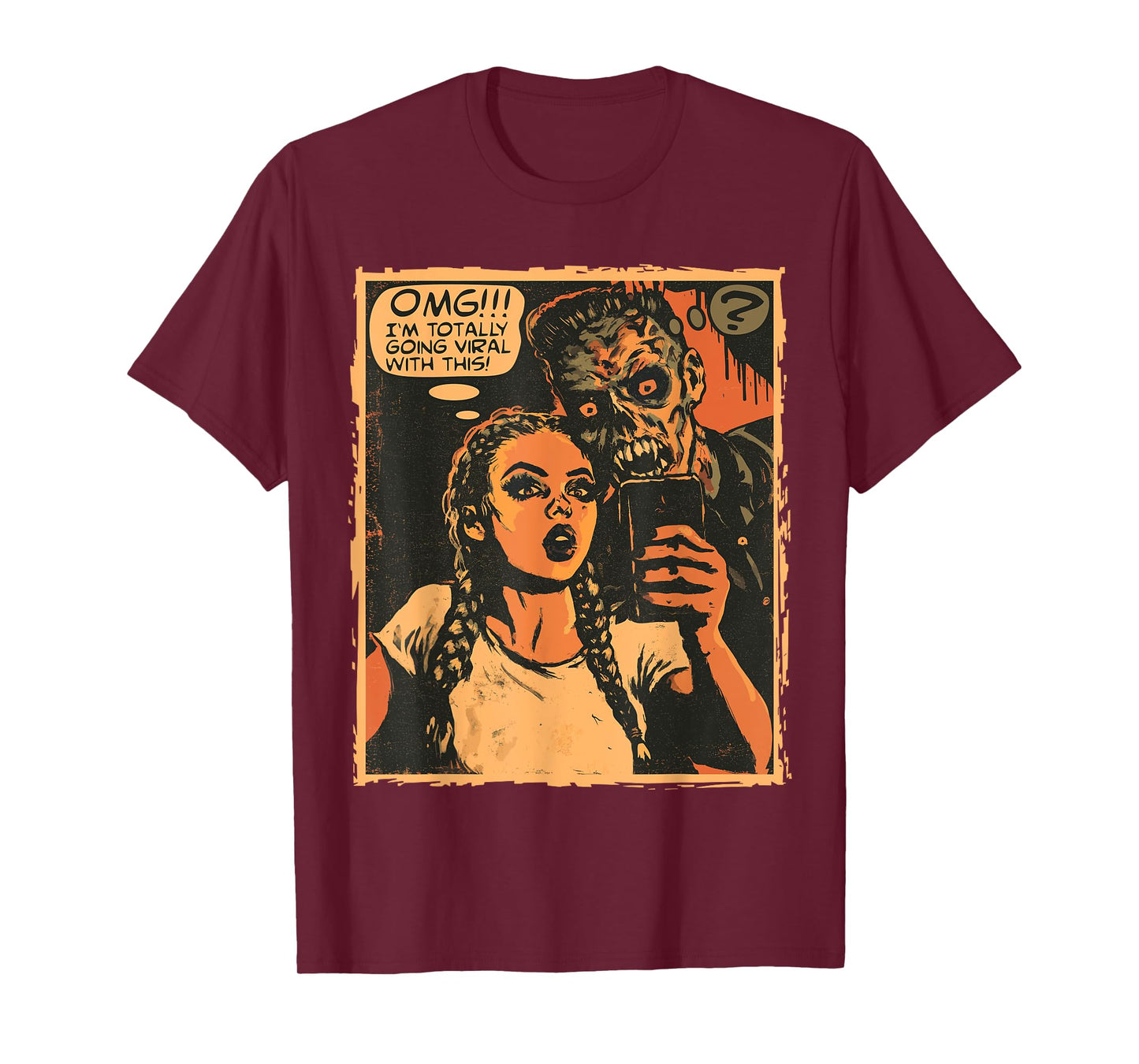 Zombie Selfie Viral Comic Horror Artwork for Halloween T-Shirt