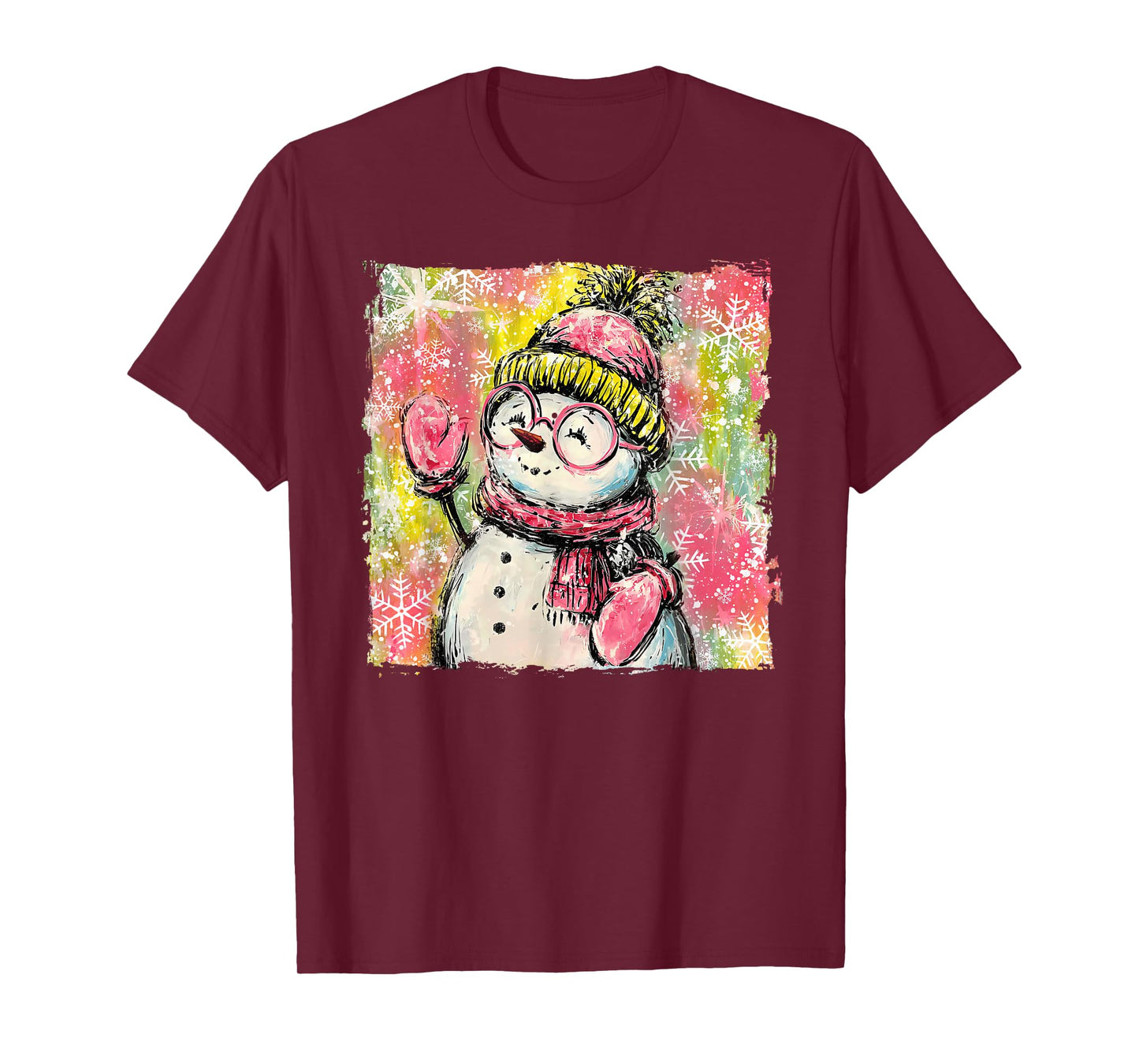 Coquette Snowman Preppy Merry Christmas Xmas Holiday Pajamas T-Shirt