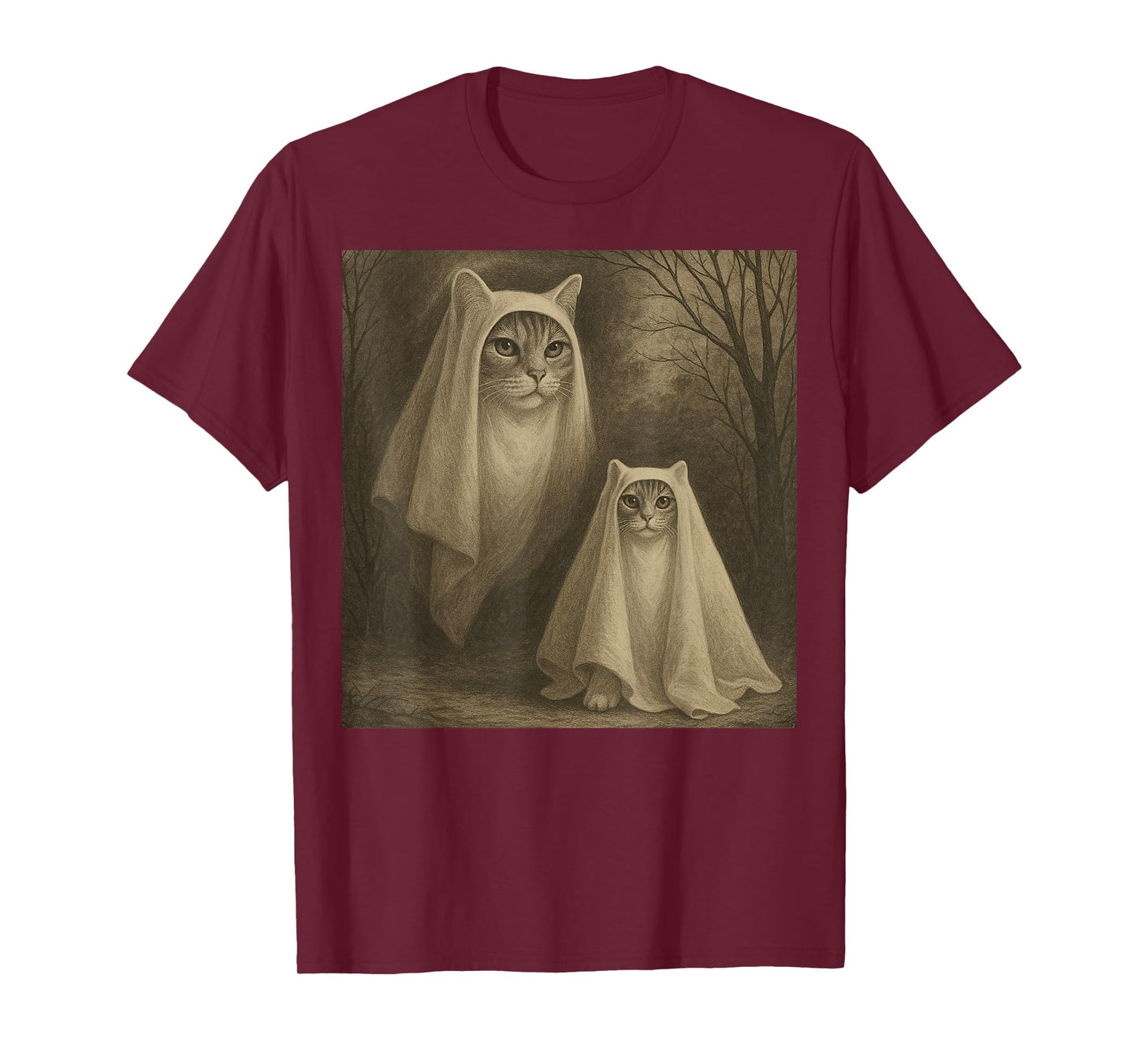Funny Halloween Ghost Cat Meme Witch Vintage Ghost Kitten T-Shirt