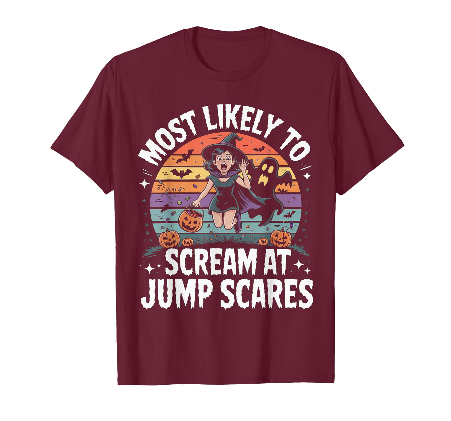 Most Likely to Scream at Jump Scares Funny Halloween T-Shirt