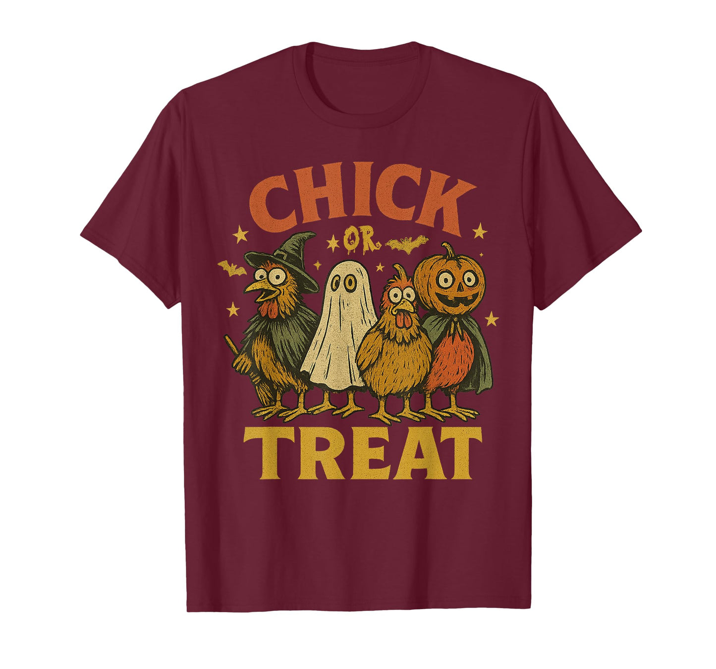 Chick Or Treat Halloween Funny Retro Witch Spooky Chicken T-Shirt