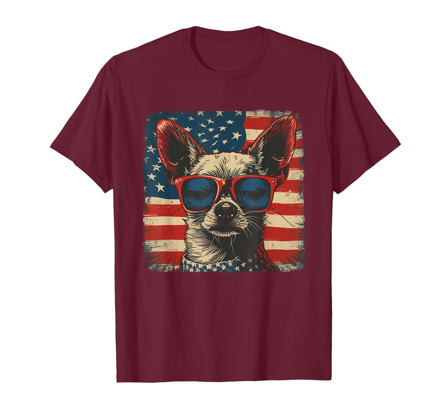 America Flag 4th of July Chihuahua Dog Men Women Kids T-Shirt