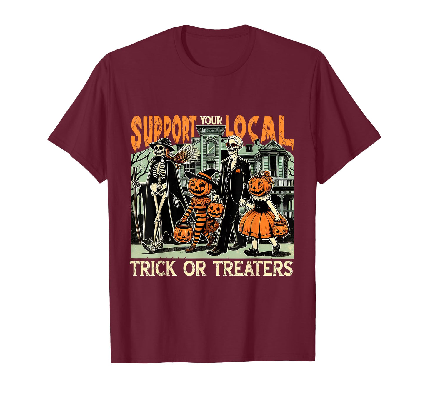 Support Local Trick or Treats Retro Halloween Art T-Shirt