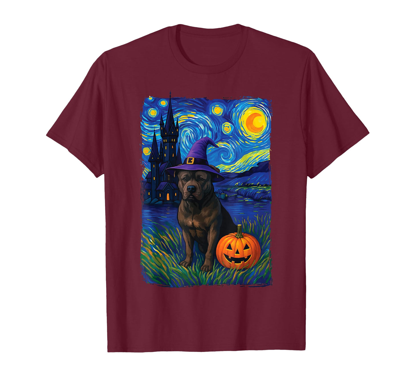 Pitbull Starry Night Halloween T-Shirt