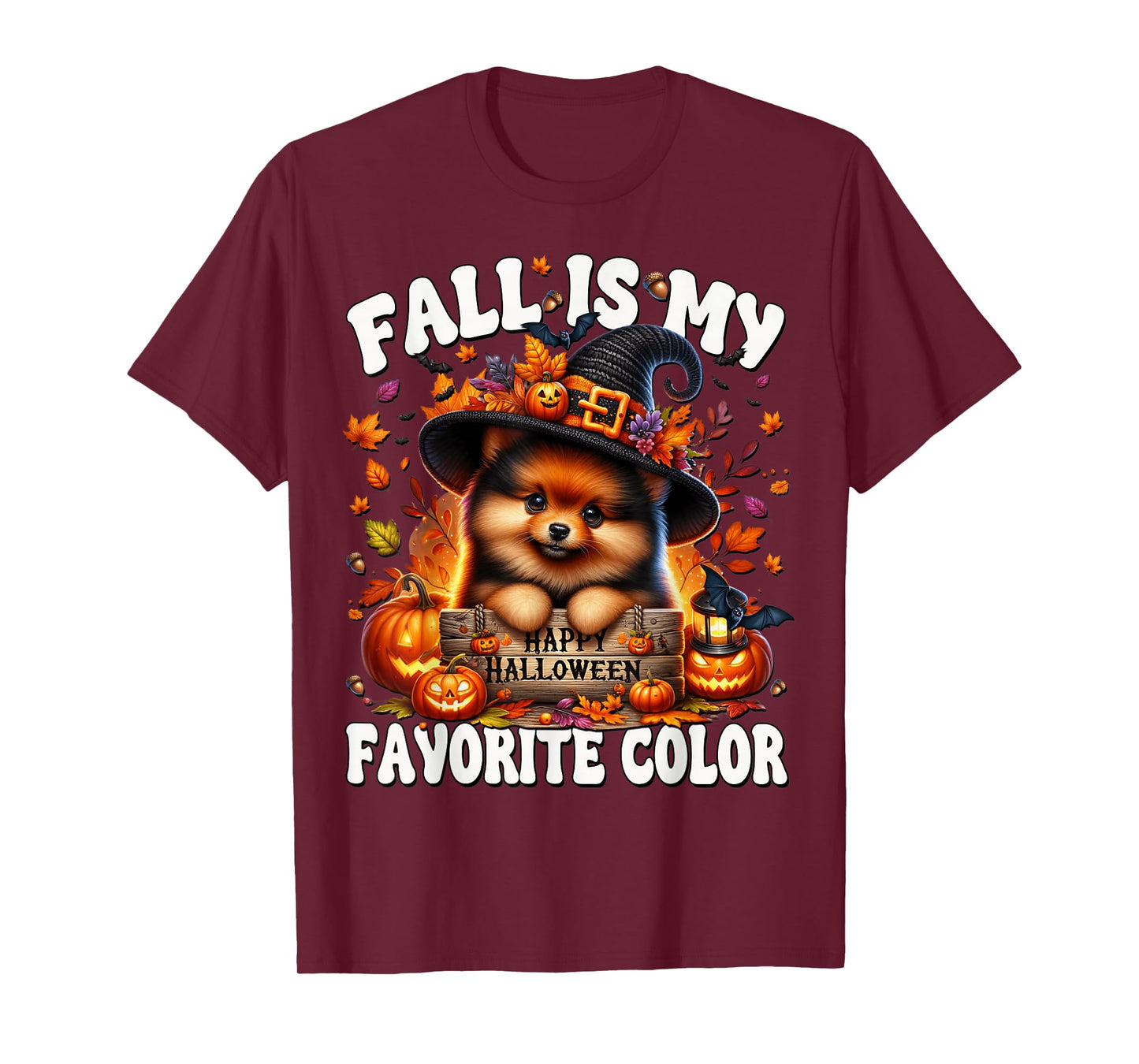 Fall is My Favorite Color Witchy Halloween Pomeranian Mom T-Shirt
