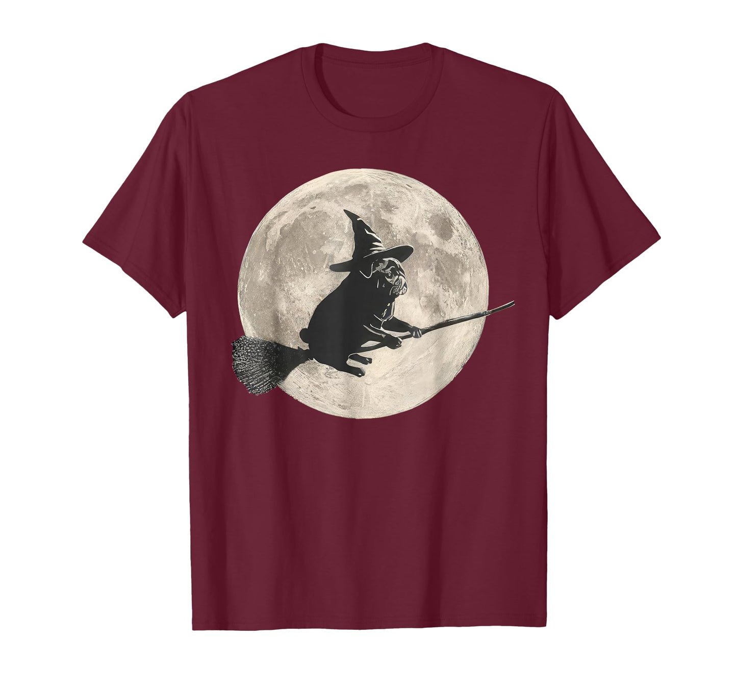 Funny Halloween Witch Pug Moon Dog Mom Pug Lover T-Shirt