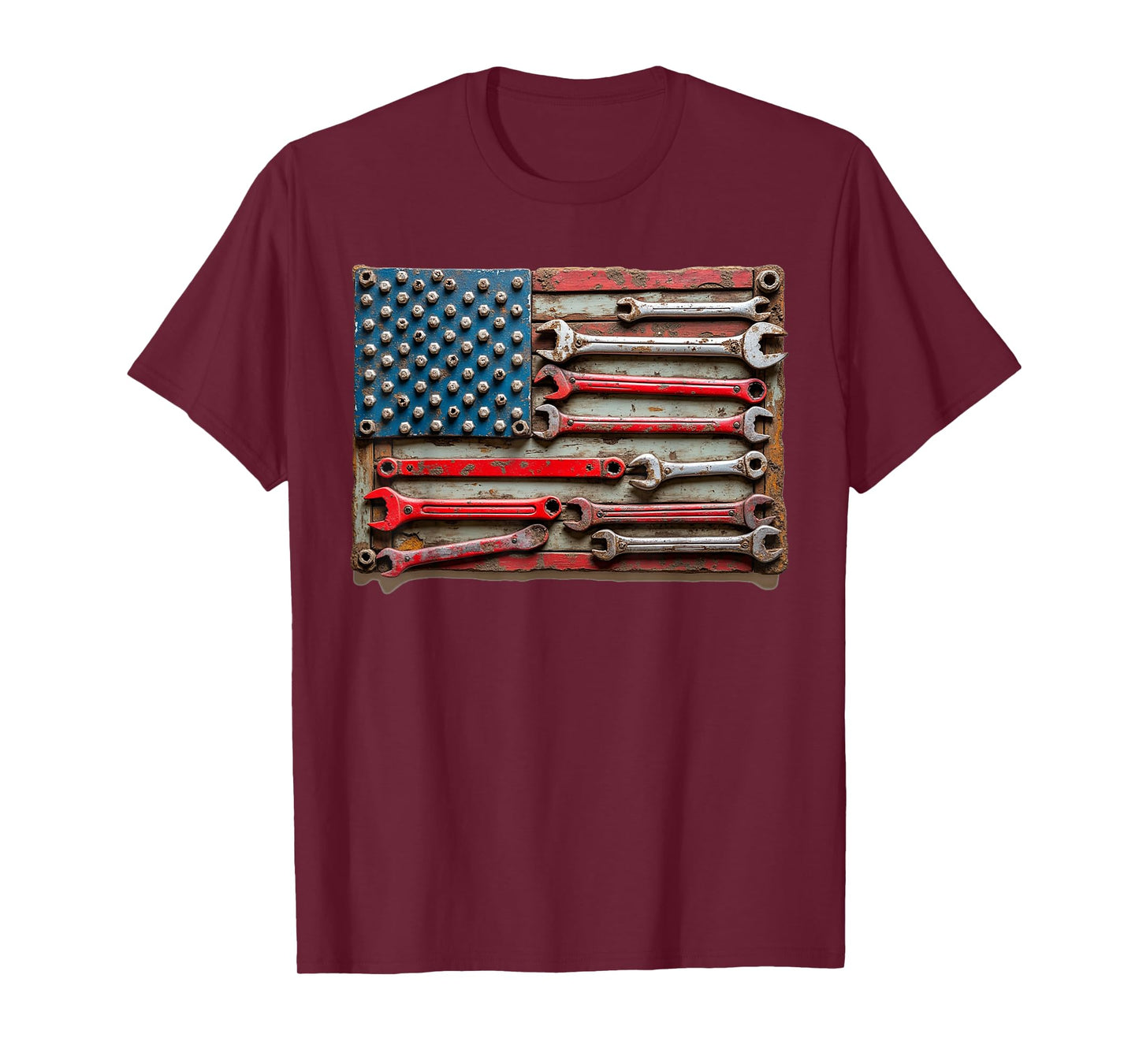 Vintage Mechanic Flag USA American Patriotic Flag Car Mens T-Shirt