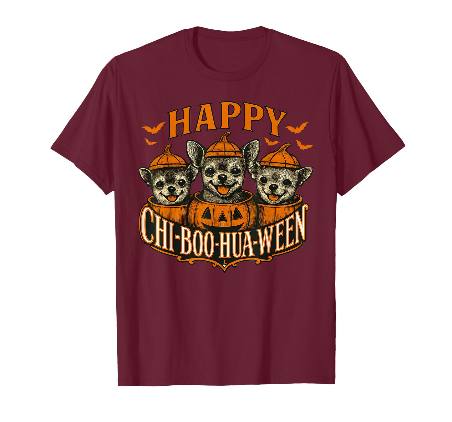 Happy Chi-Boo-Hua-Ween Chihuahua Halloween Dog Design T-Shirt