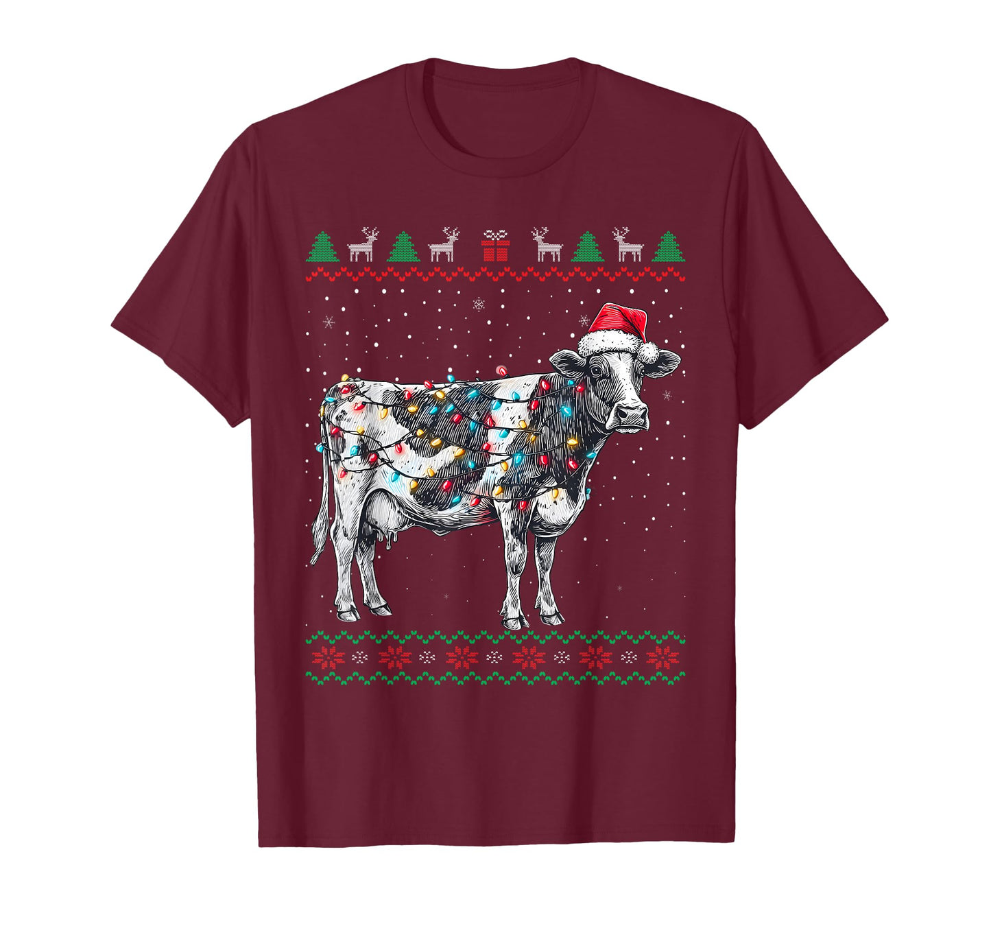 Cow Christmas Farm Animal Ugly Sweater T-Shirt