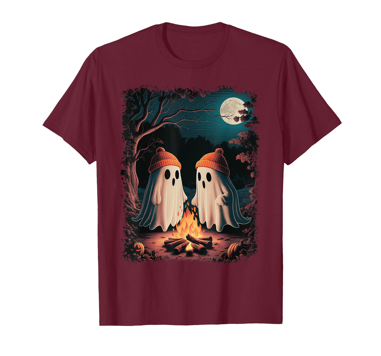 Vintage Ghost Camping Campfire Gothic Halloween Men Women T-Shirt