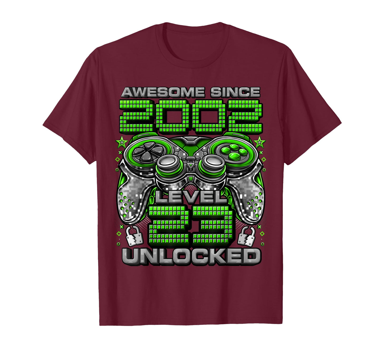 Level 23 Unlocked Awesome Since 2002 23rd Birthday Gaming T-Shirt