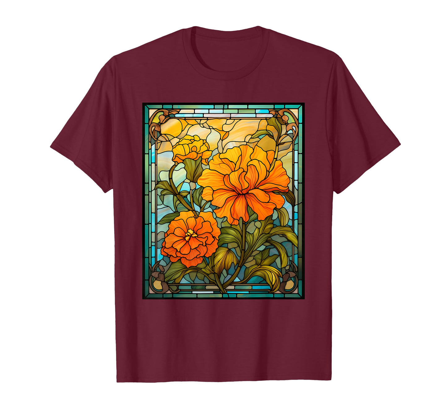 Stained Glass Style Marigold T-Shirt