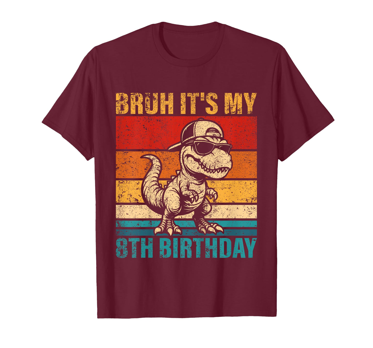 Kids 8 Year Old Birthday Boy Dinosaur Bruh It's My 8th Birthday T-Shirt