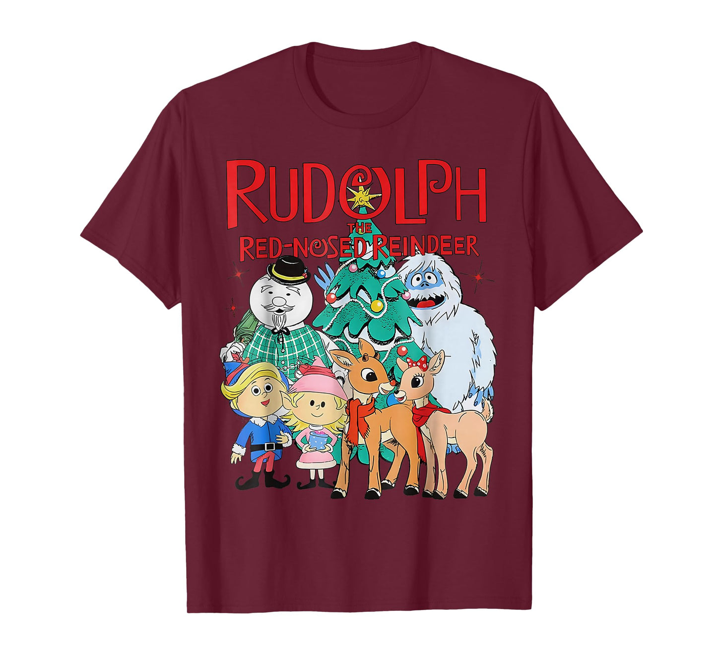Funny Cute Rudolph The Red Nosed Reindeer Christmas Tree T-Shirt