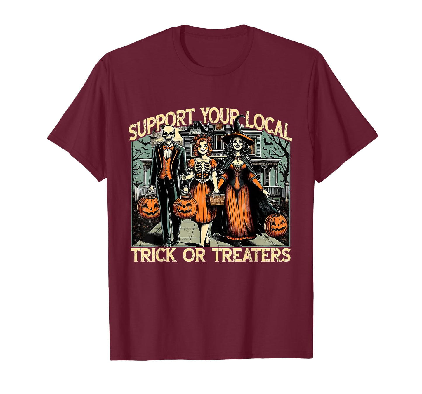 Support Local Trick or Treats Retro Halloween Art T-Shirt