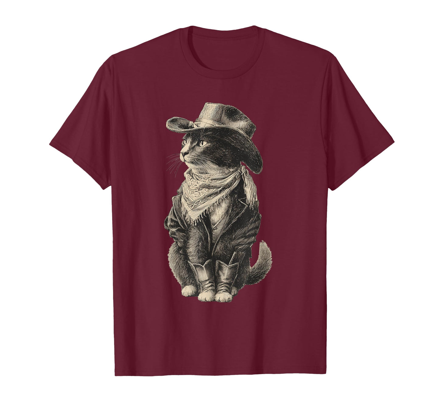 Country Western Vintage Cowgirl Funny Cowboy Cat T-Shirt