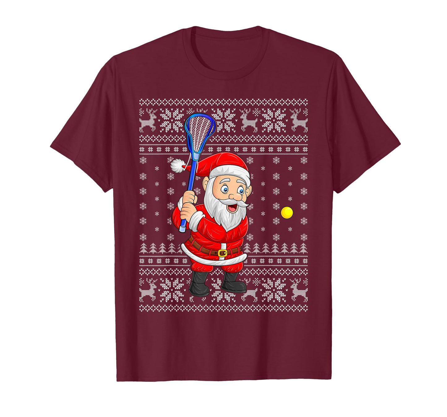 Santa Playing Lacrosse Ugly Christmas Sweaters Xmas T-Shirt