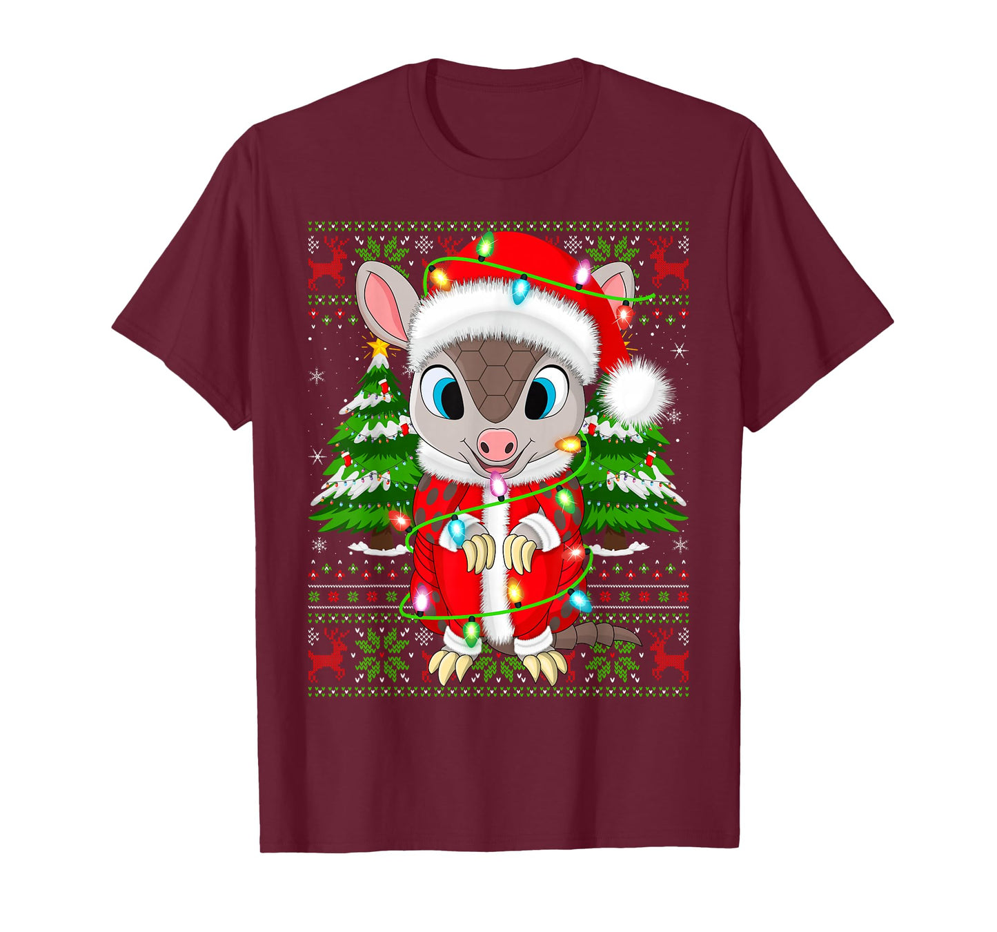 Armadillo Christmas Lights Santa Costume Ugly Xmas Sweaters T-Shirt