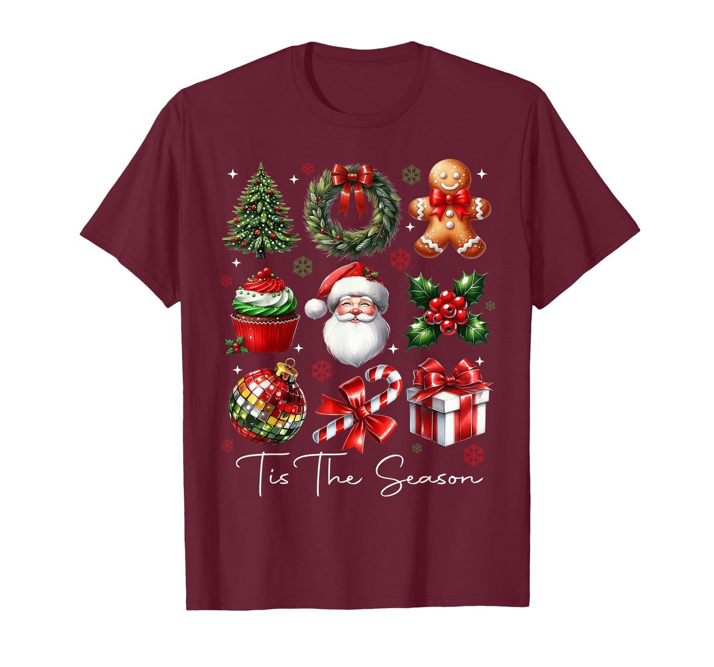 Tis The Season Christmas Santa Gingerbread Xmas Tree Pajamas T-Shirt