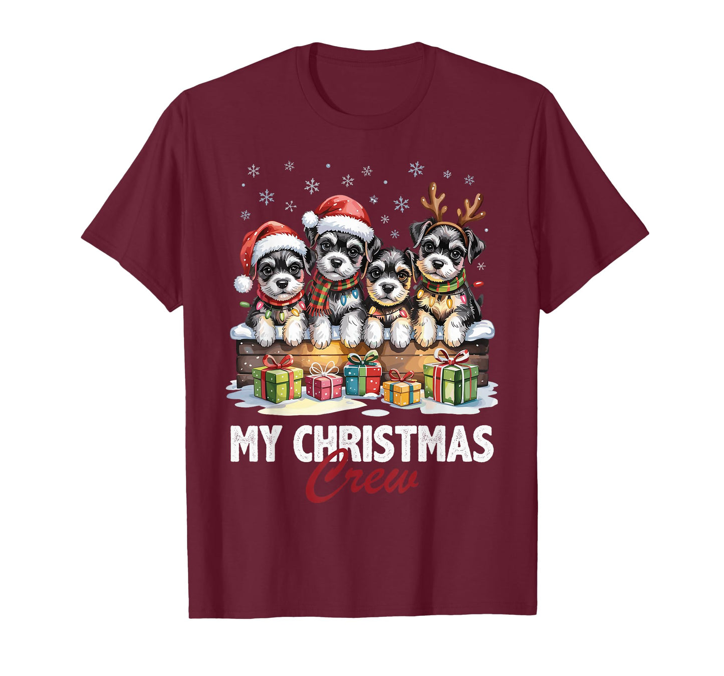 Miniature Schnauzer Christmas Crew Funny Dog Lovers Holiday T-Shirt