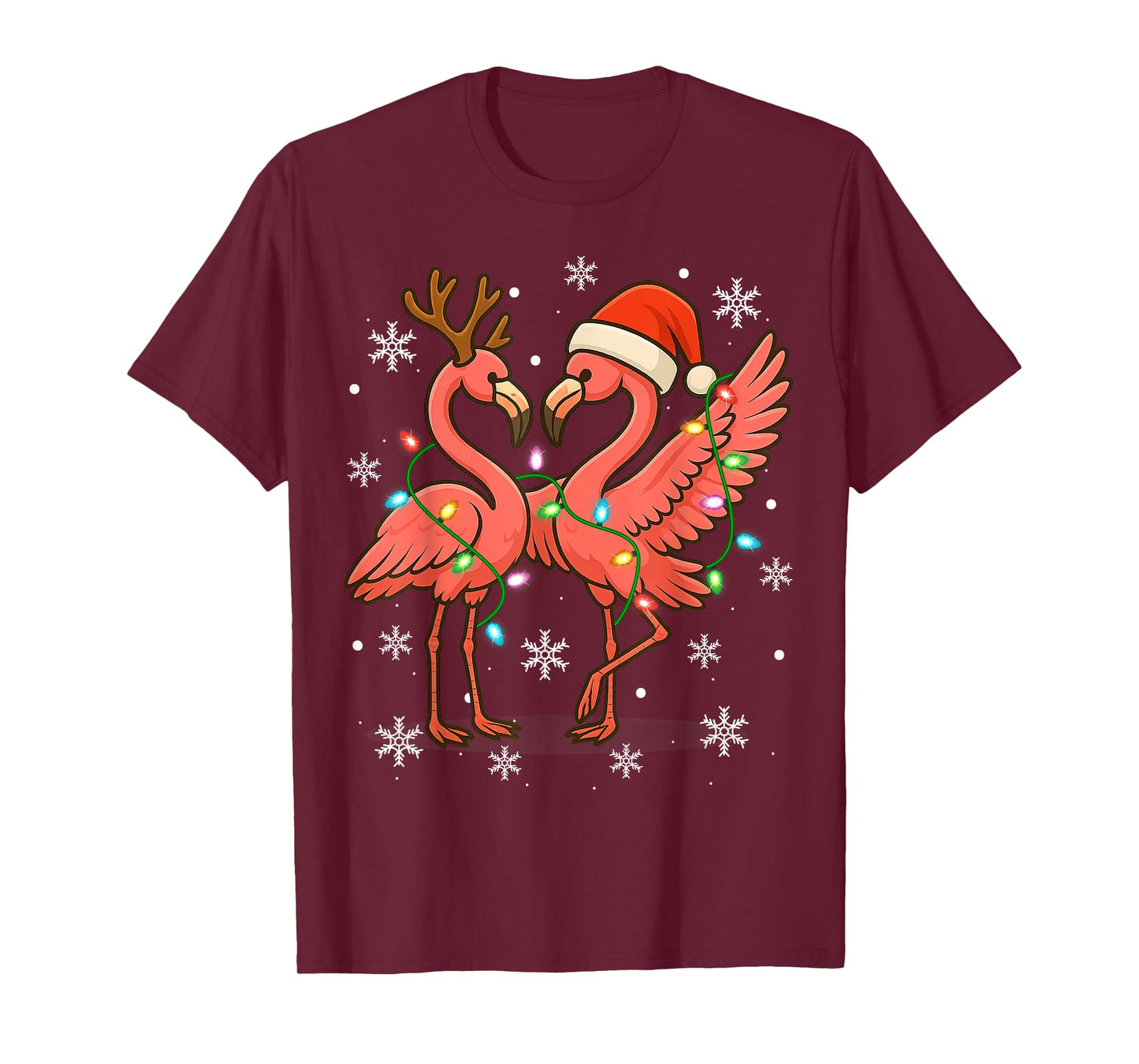 Flamingo Dancing Christmas Tee Santa Hat Funny Gifts T-Shirt