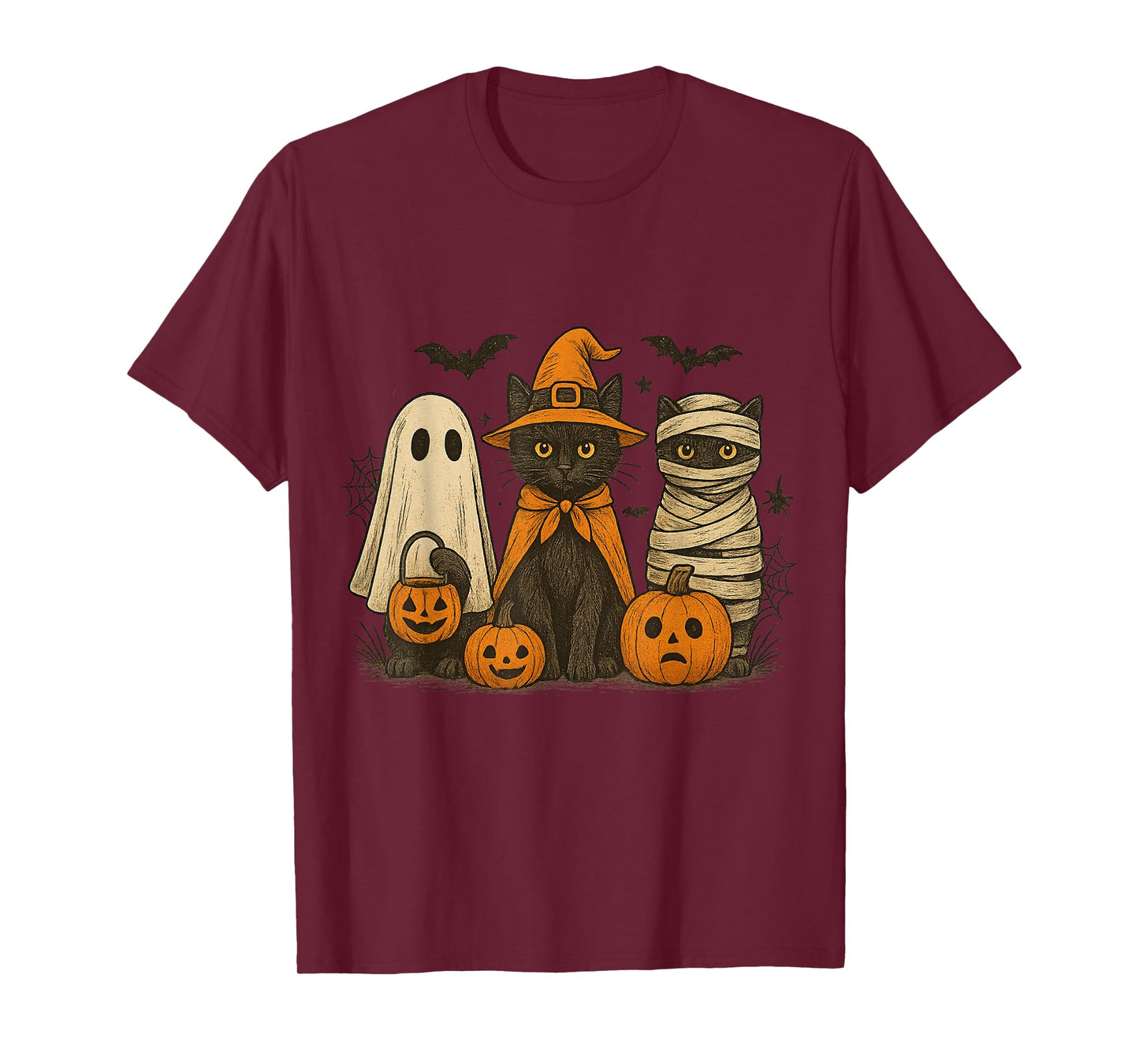 Black Cat Witch Scary Halloween Boo Ghosts T-Shirt