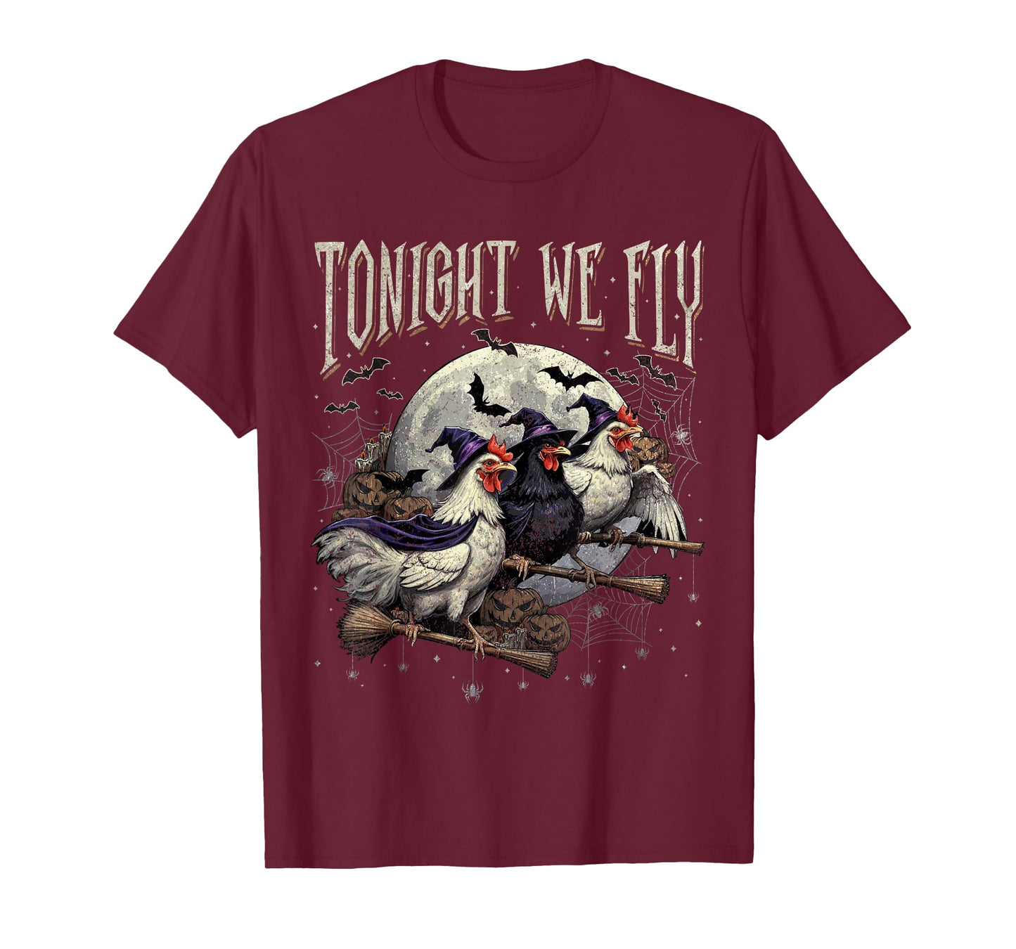 Tonight We Fly Funny Chicken Witches Halloween T-Shirt