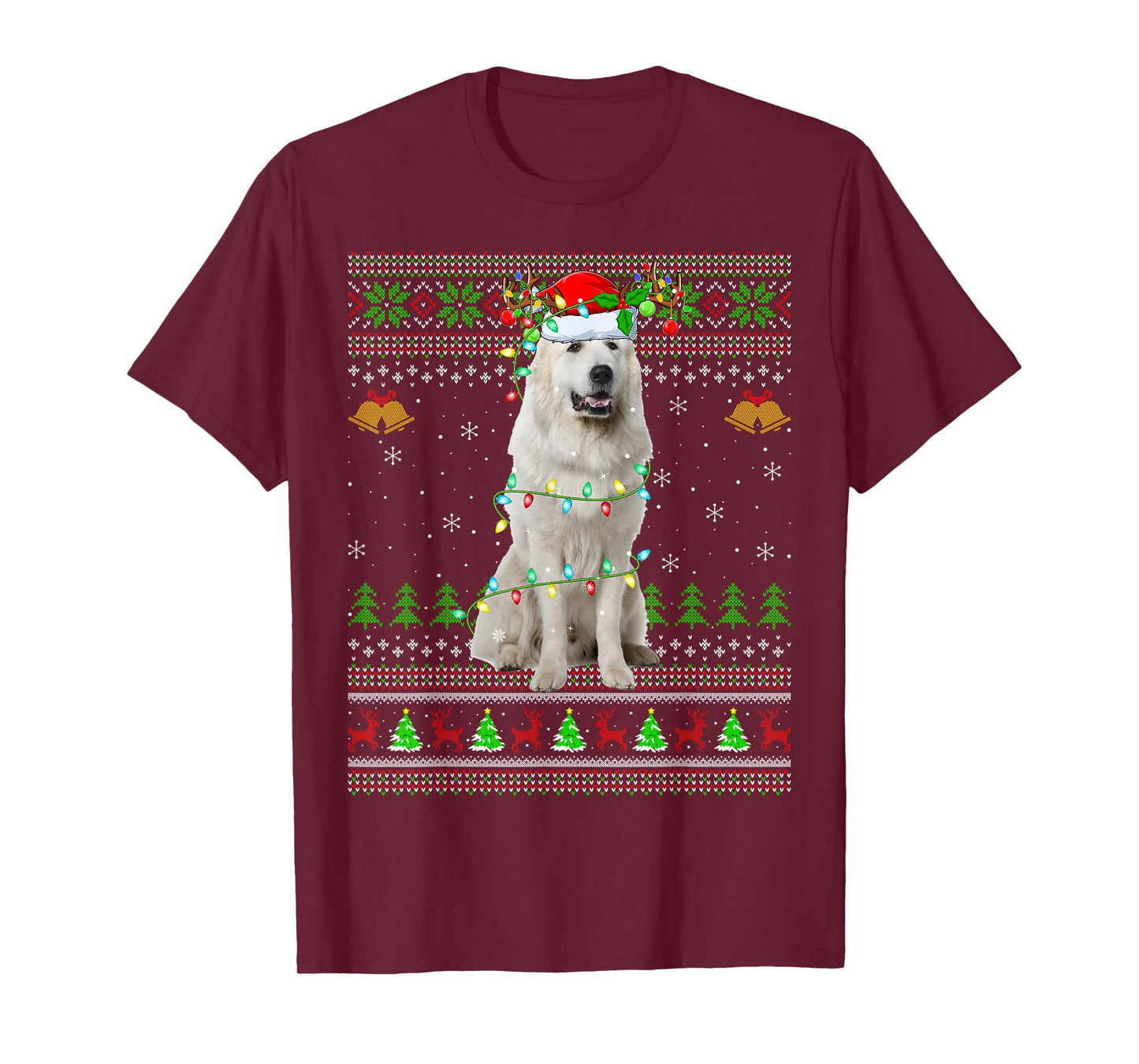 Great Pyrenees Dog Ugly Christmas Sweater Holiday Santa Xmas T-Shirt