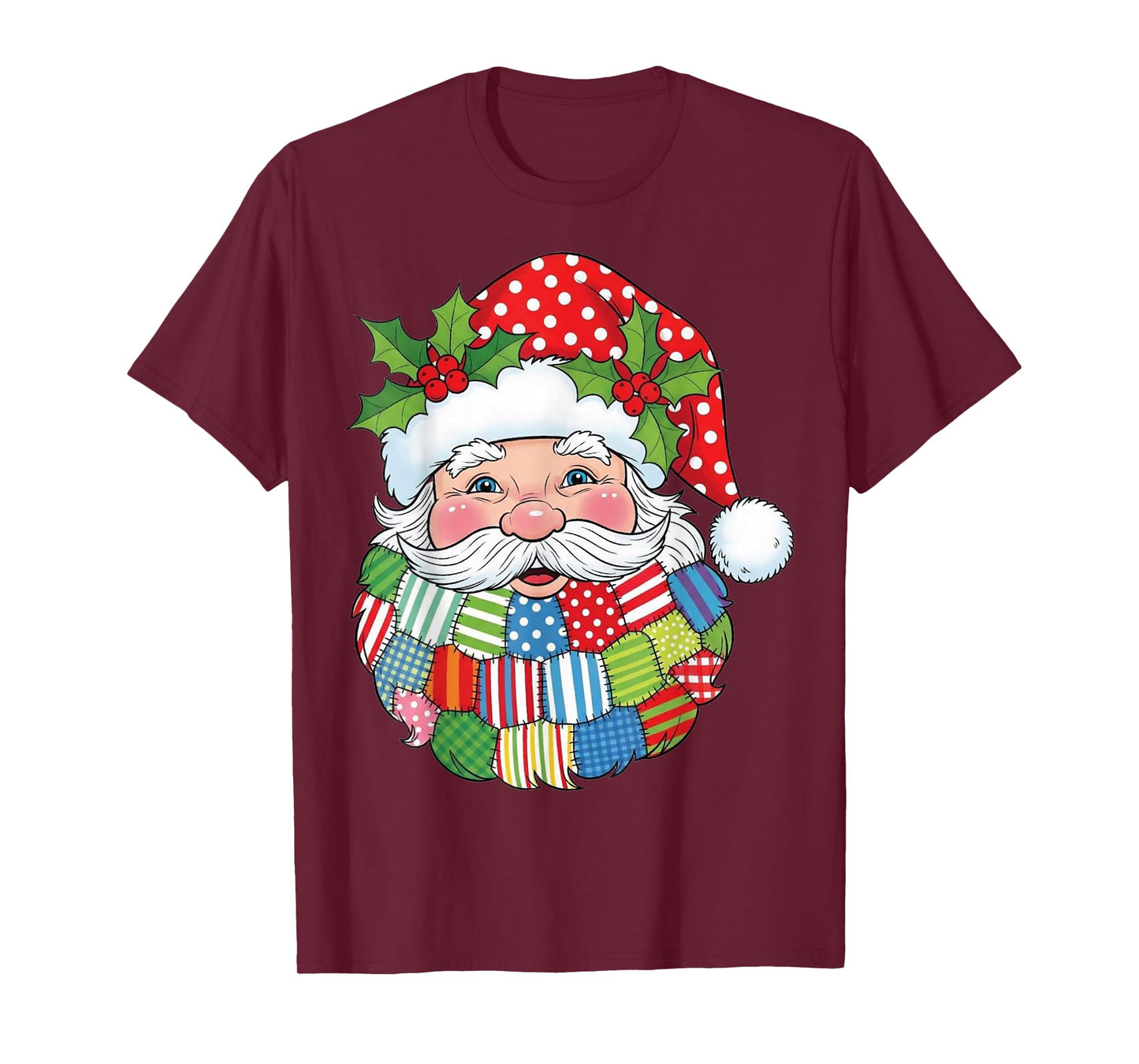 Patchwork Santa Claus Retro Christmas Funny Mens Womans Kids T-Shirt