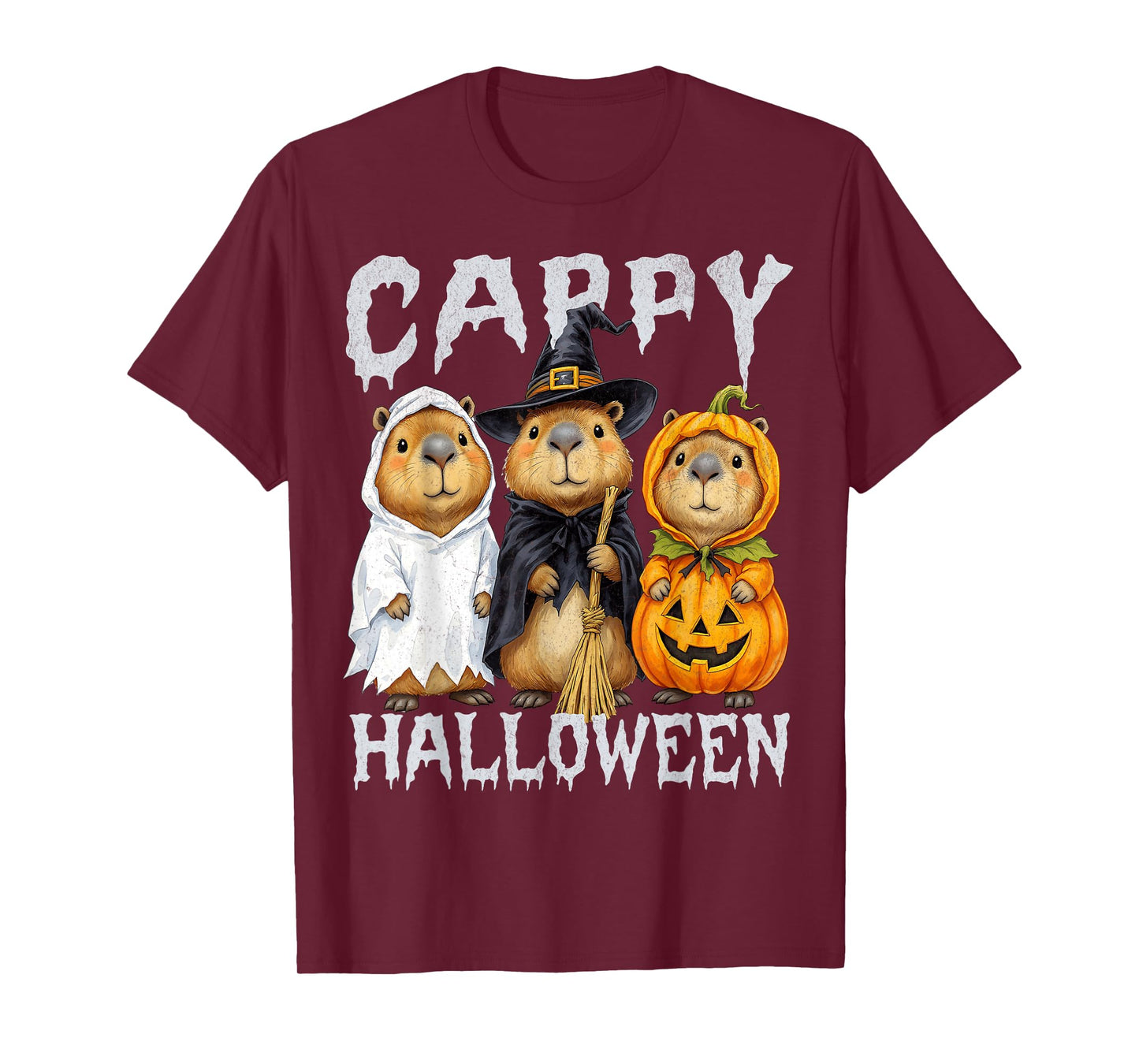 Cappy Halloween Funny Capybara Ghost Witch Pumpkin Spooky T-Shirt
