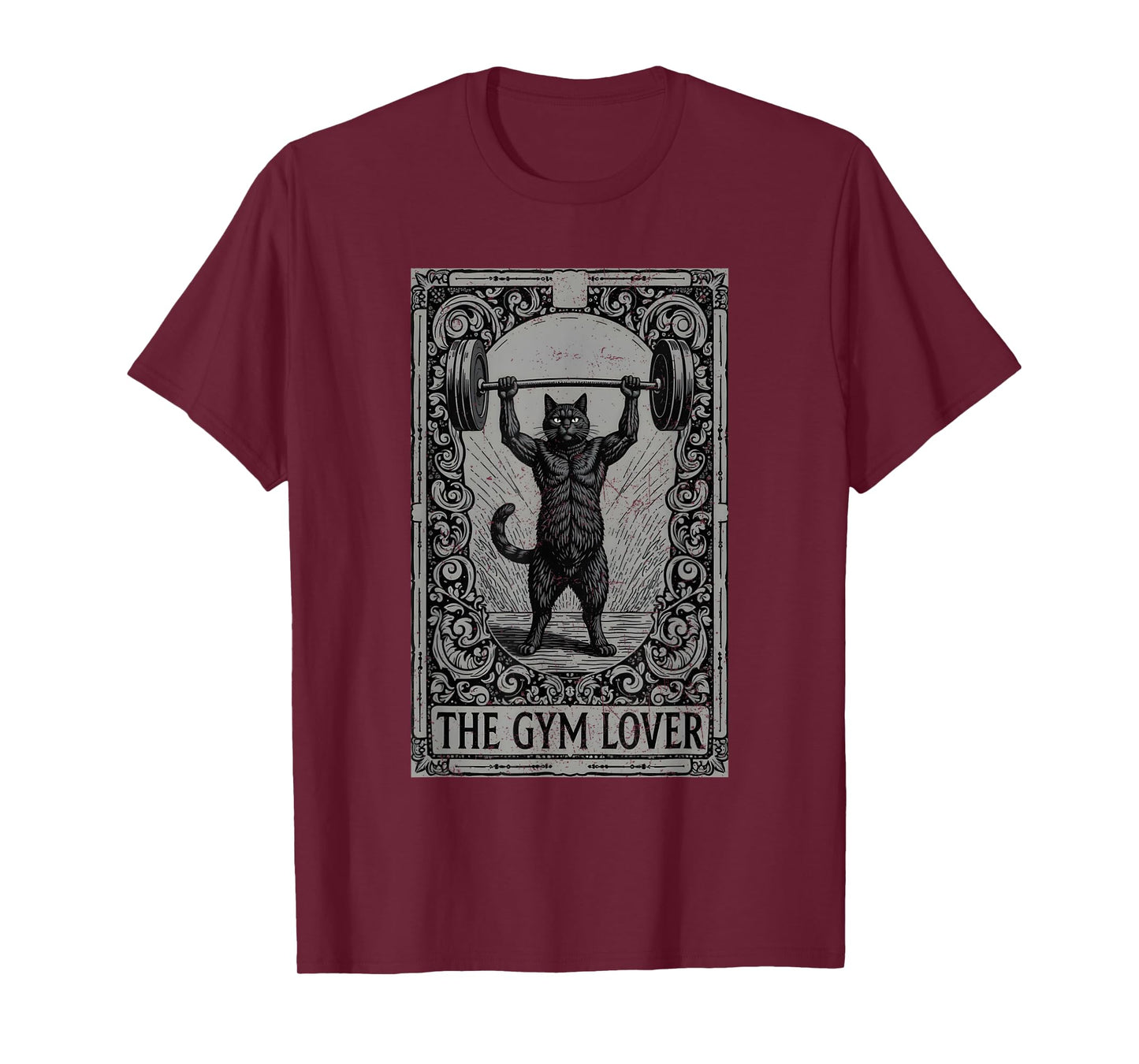 The Gym Lover Tarot Card Cat Lifting Weight Grunge Men Women T-Shirt