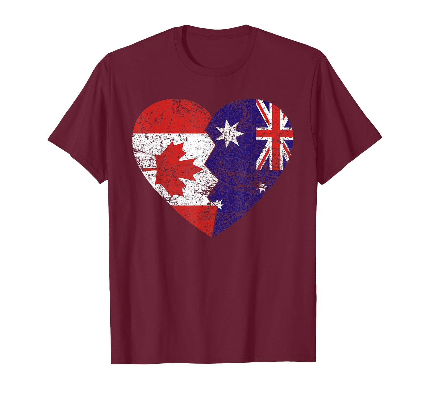 Australian Canadian Flags Heart | Canada Australia Roots T-Shirt