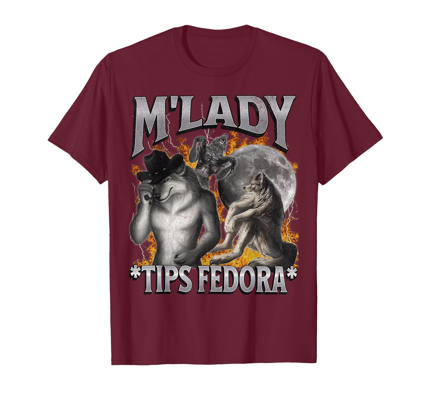 M'Lady Tips Fedora Funny Cringe Werewolf Meme Bootleg T-Shirt