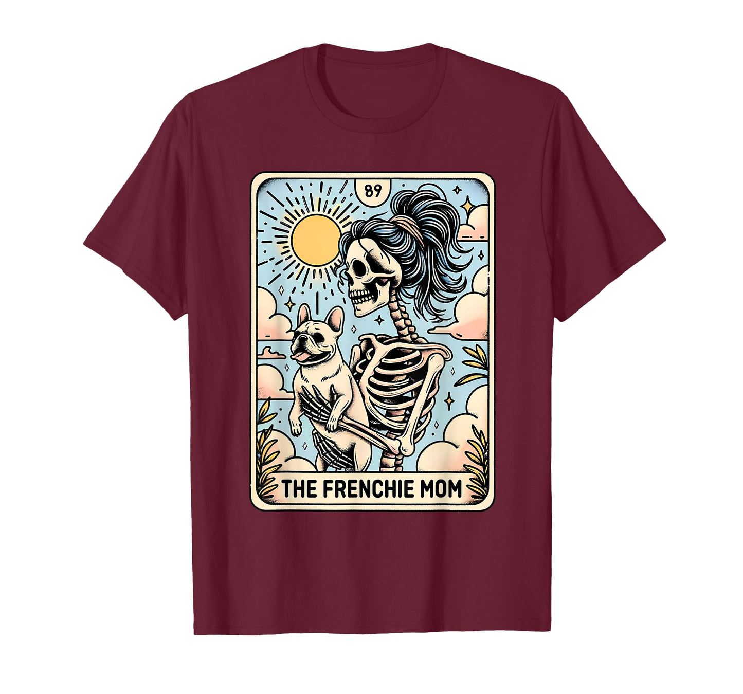 Vintage The Frenchie Mom Tarot Card Bulldog Skeleton Mothers T-Shirt