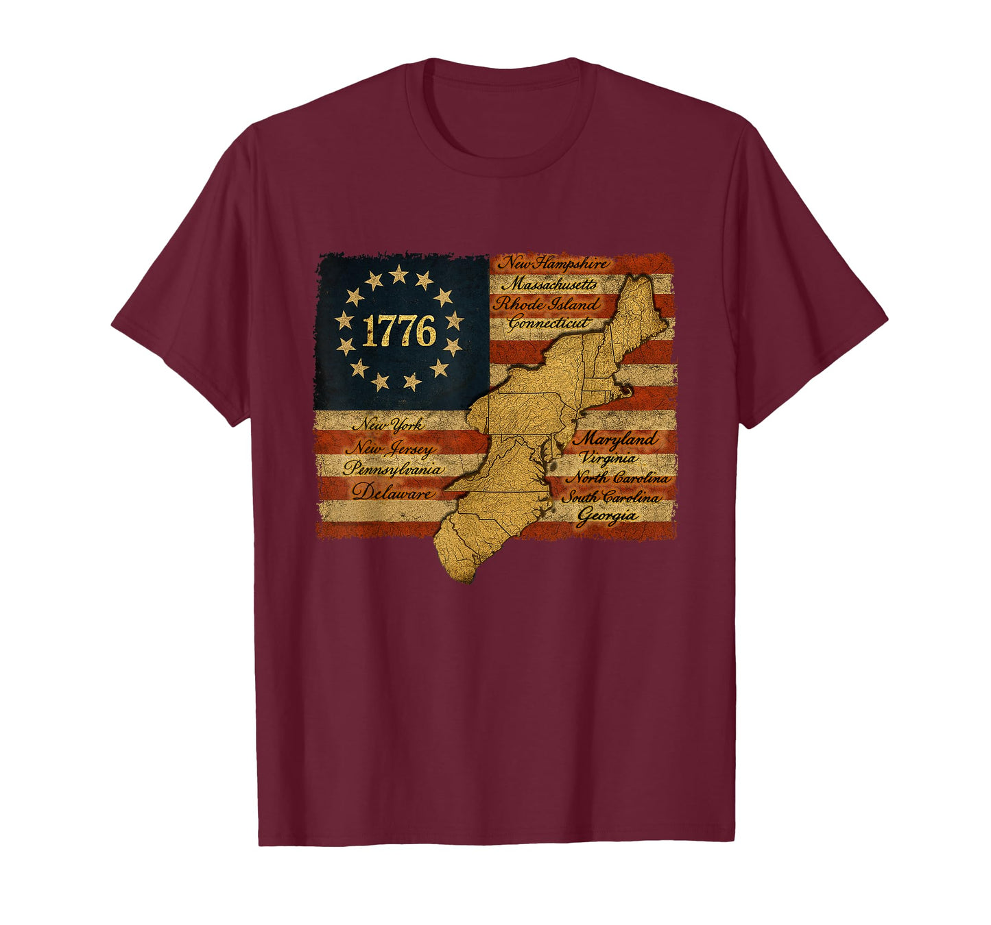 Betsy Ross Flag 1776 America Patriotic 13 Colonies T-Shirt