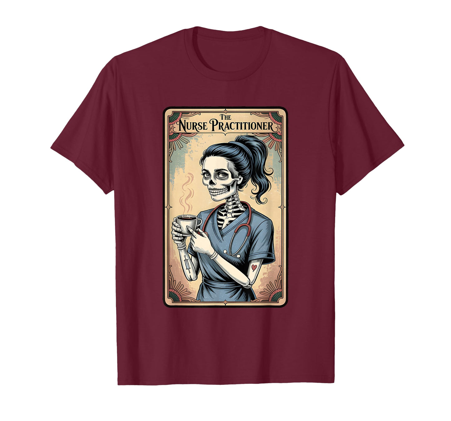 Nurse Practitioner Tarot Card Skeleton Halloween Witch Vibes T-Shirt