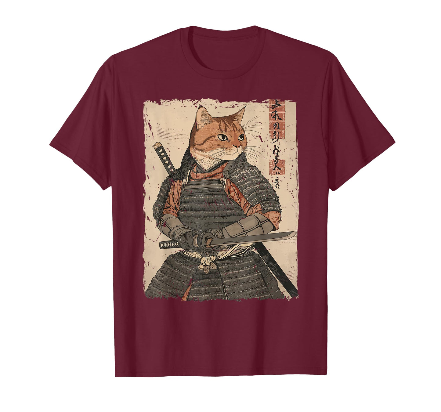 Samurai Cat Warrior Japanese Ukiyo-e Artwork Cat Samurai T-Shirt