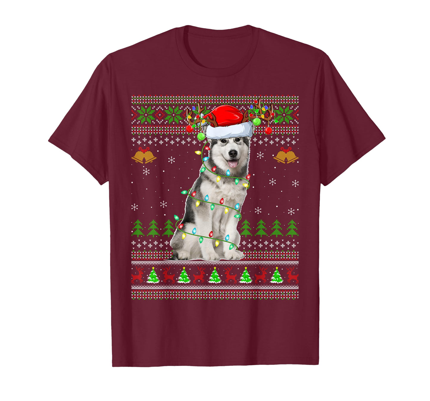 Alaskan Malamute Dog Ugly Christmas Sweaters Holiday Xmas T-Shirt