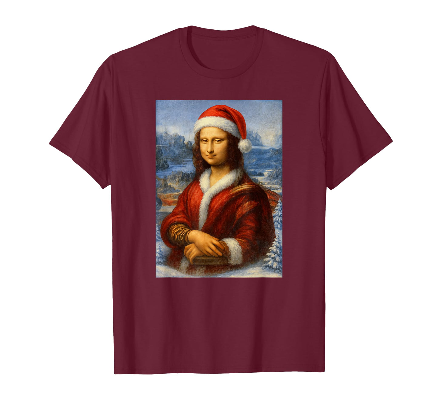 Mona Lisa with Santa Hat for Art Teacher Mona Lisa Christmas T-Shirt