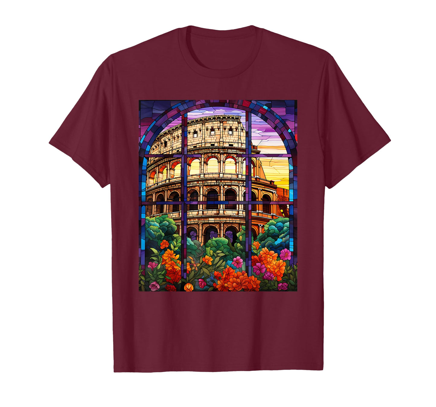 Stained Glass Style Roman Colosseum T-Shirt