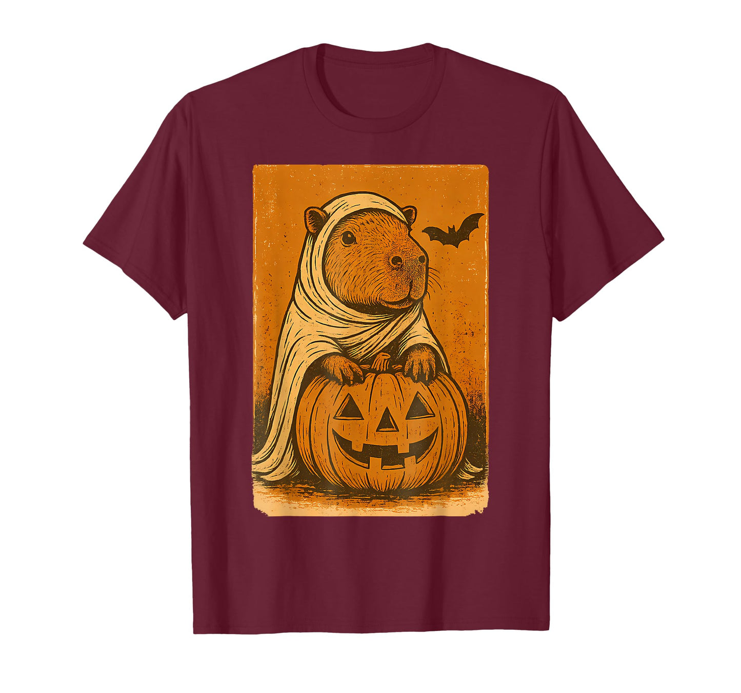 Vintage Capybara Ghost Halloween Pumpkin Spooky Season T-Shirt