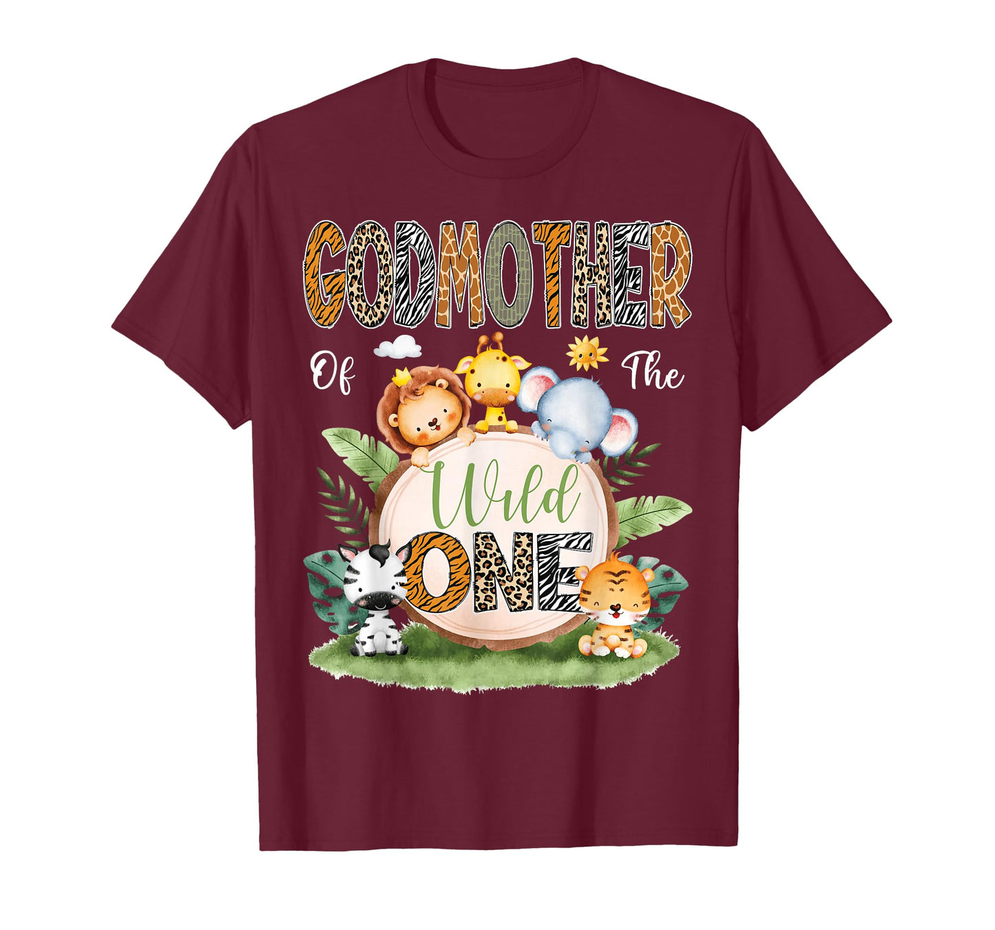 GodMother Of The Wild One 1St Birthday Kids Safari Jungle T-Shirt