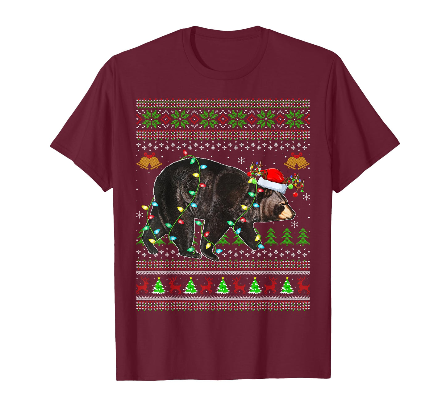 Bear Ugly Christmas Sweaters Holiday Santa Cute Xmas T-Shirt