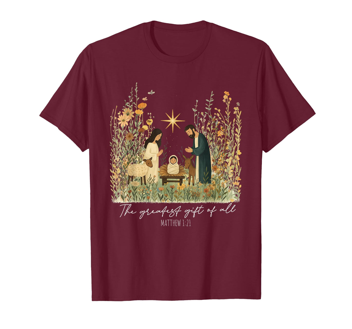 Wildflower Greatest All Christian Christmas Nativity Scene T-Shirt