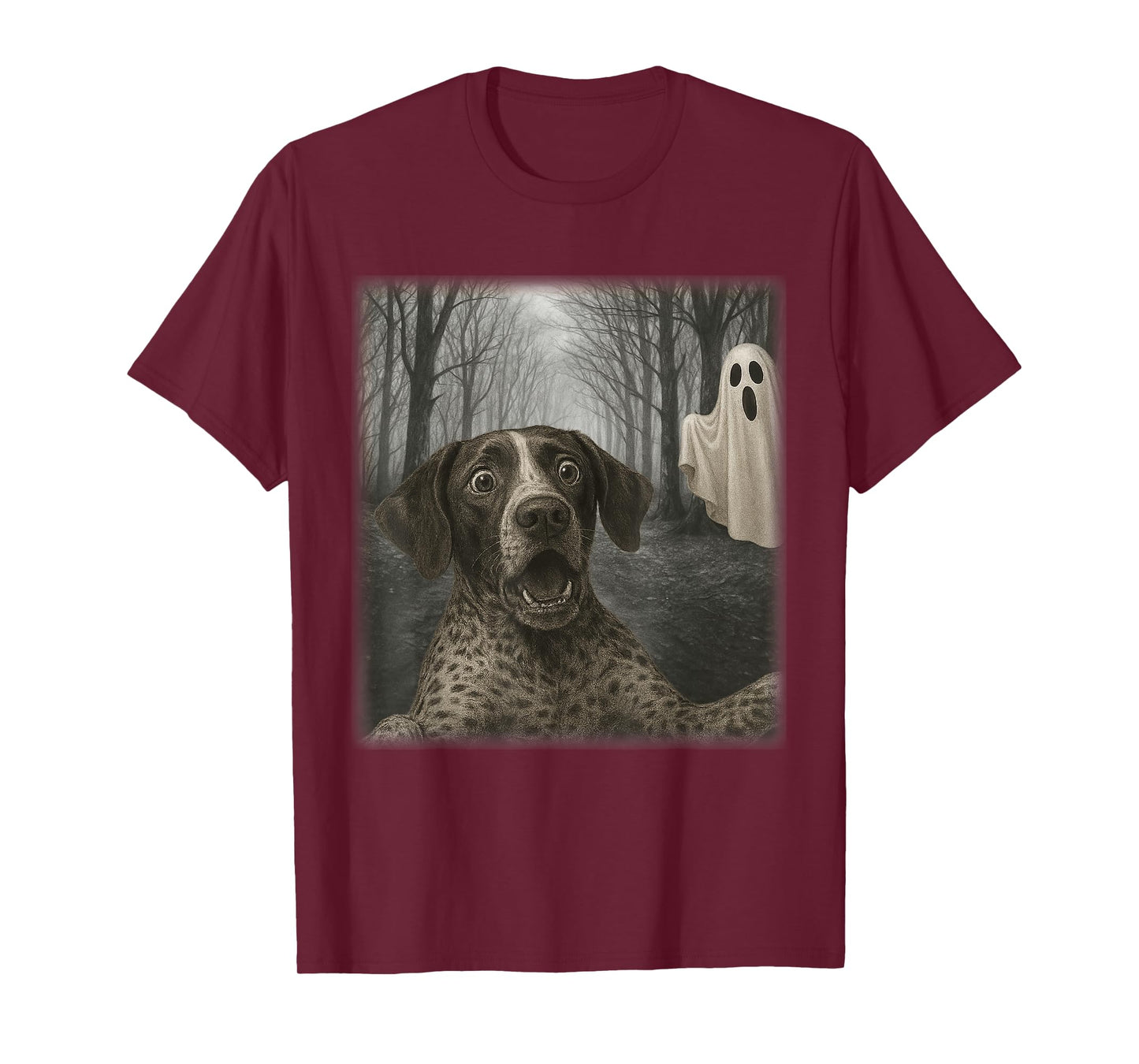 Funny Halloween German Shorthaired Pointer Selfie with Ghost T-Shirt