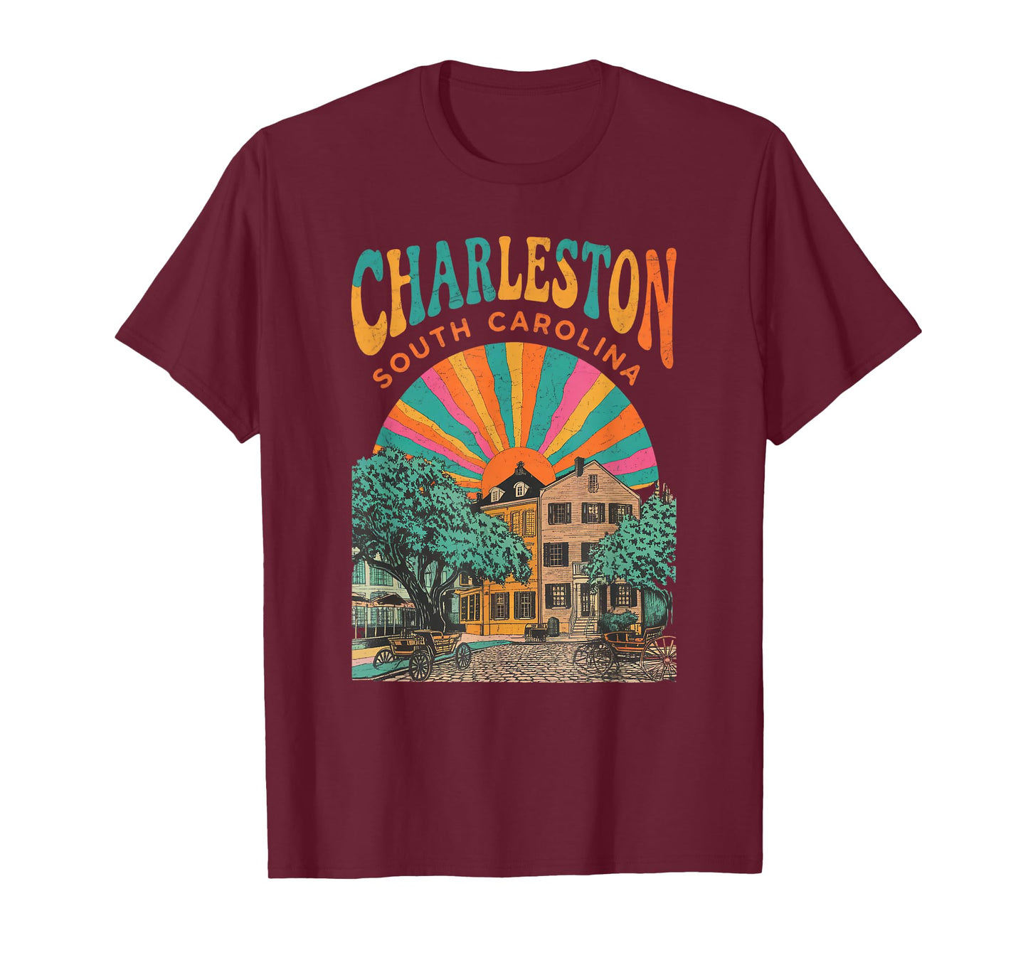 Retro Charleston South Carolina Sunset Coastal Vintage T-Shirt
