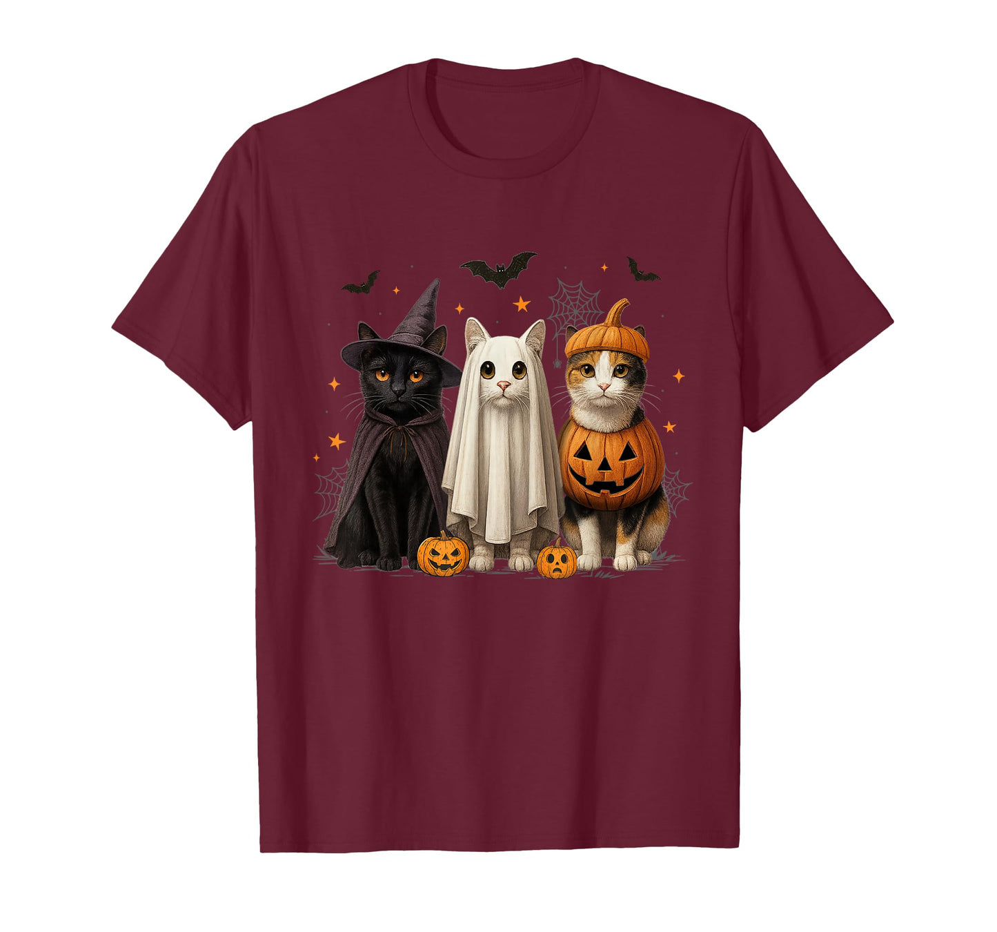 Cute Cat Witch Ghost Pumpkin Halloween Costume Spooky Funny T-Shirt