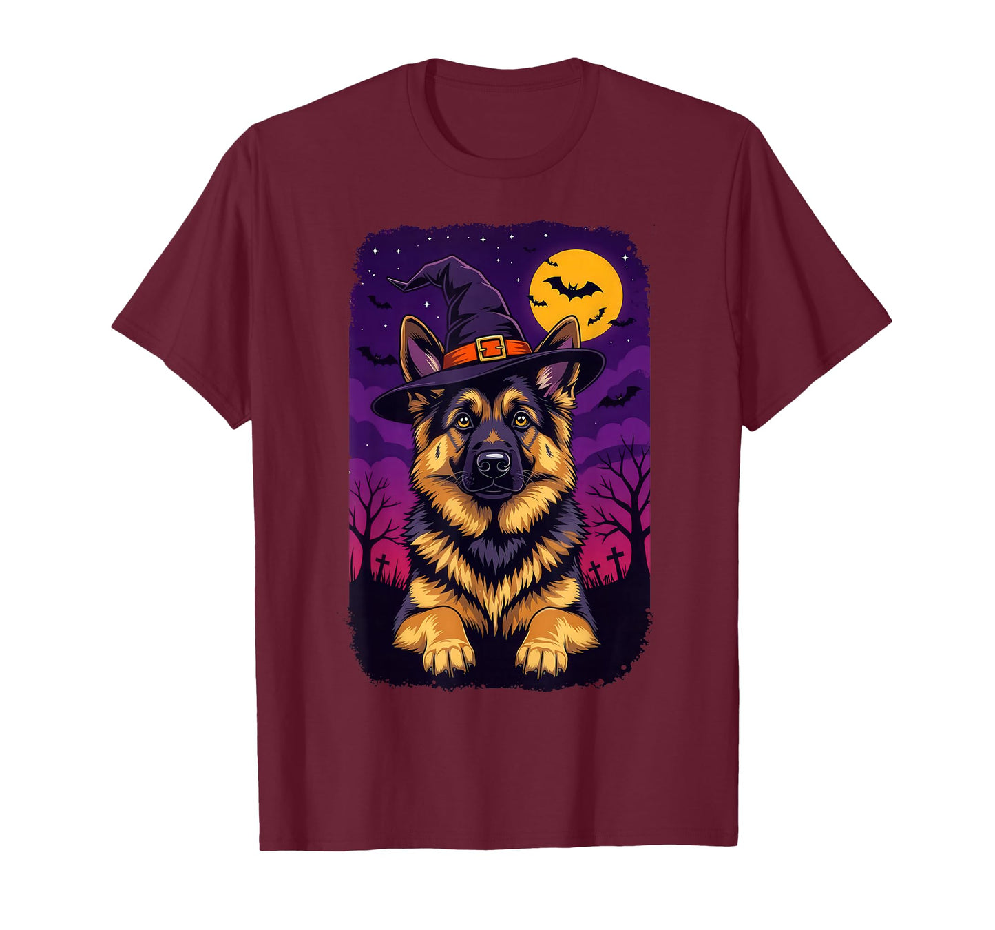 German Shepherd Halloween Witch Hat T-Shirt