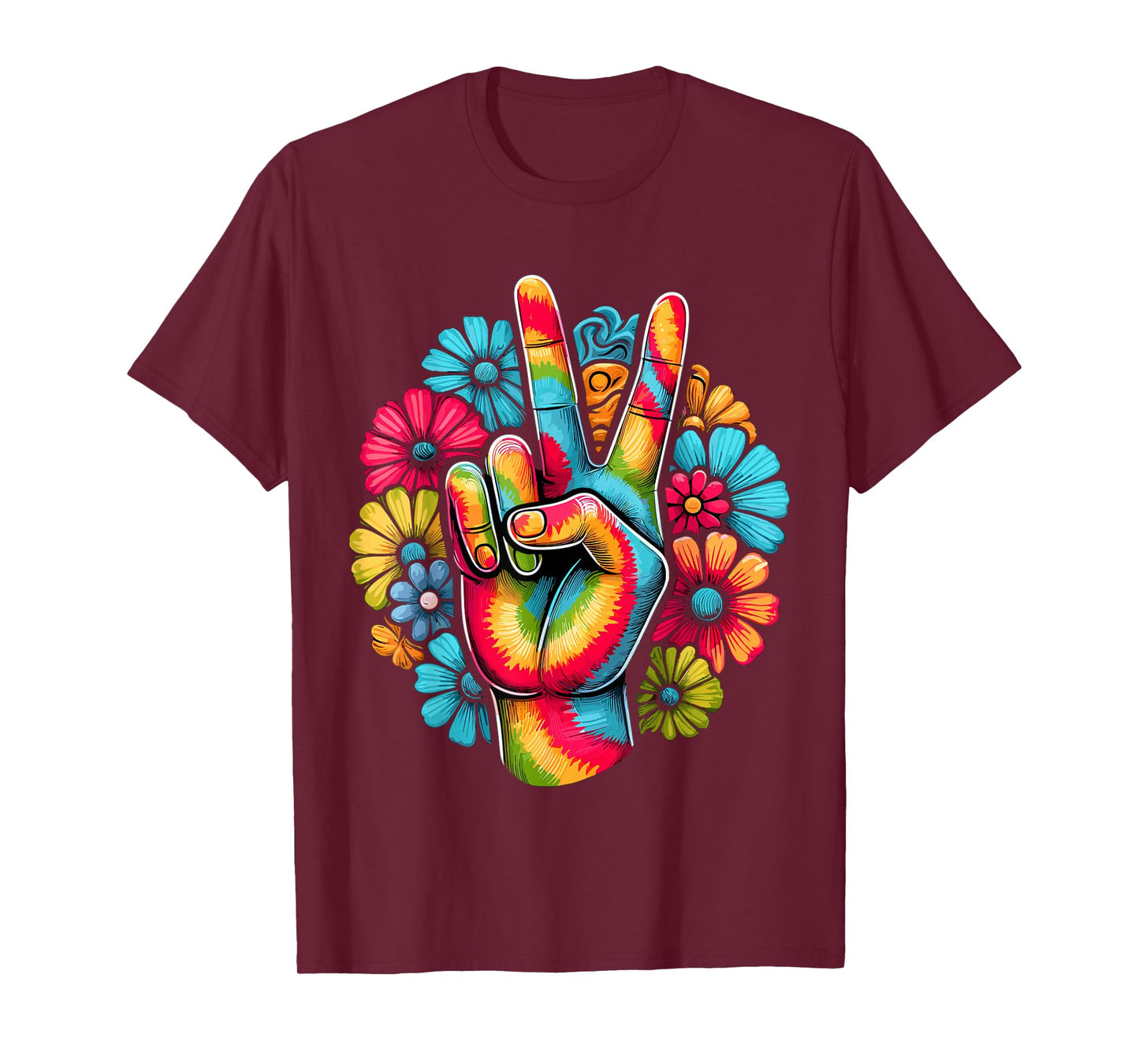 Love and Peace Tie Dye Flower Hippie T-Shirt