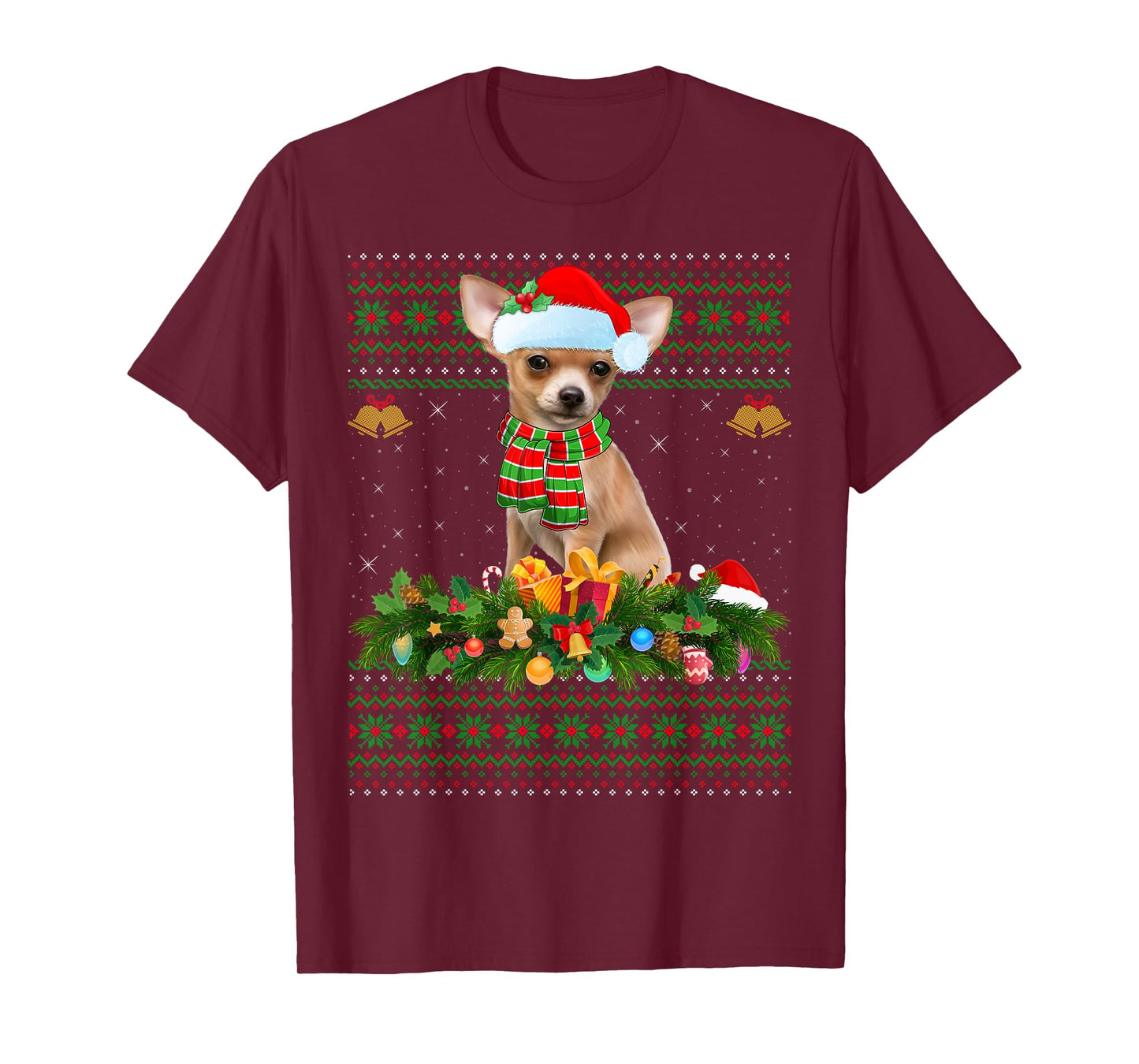 Chihuahua Dog Ugly Christmas Sweaters Pet Dog Lover Xmas T-Shirt